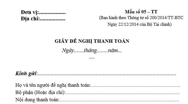 Tải Mẫu Giấy Đề Nghị Thanh Toán Công Nợ File word